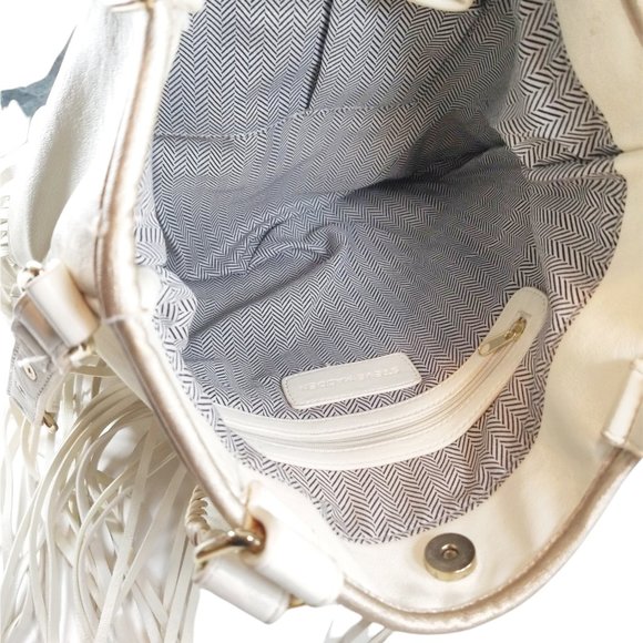 Steve Madden White Fringed Satchel Handbag - Picture 2 of 3